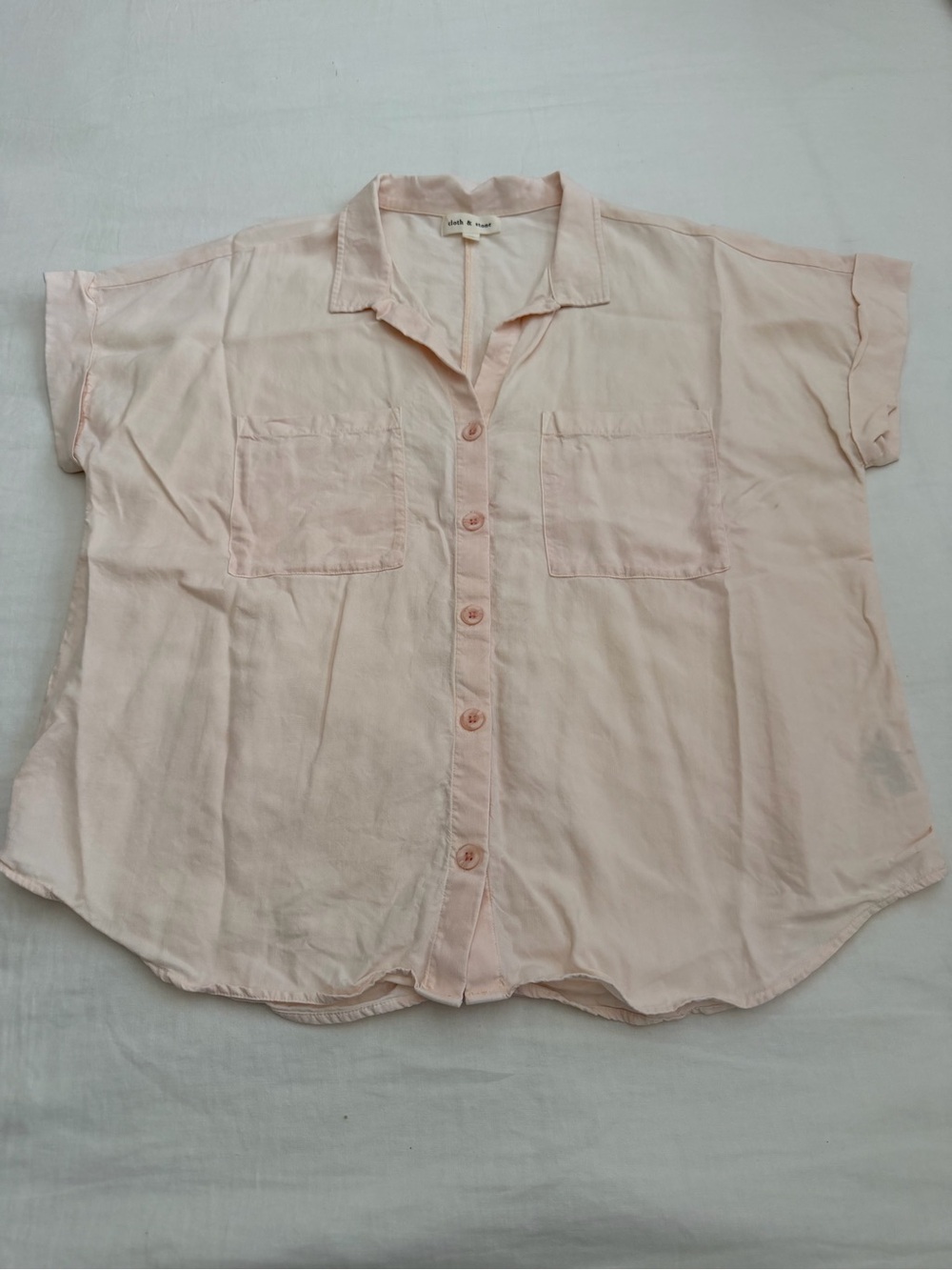 cloth & stone Pale Pink Peach Short Sleeve Button-Down Shirt